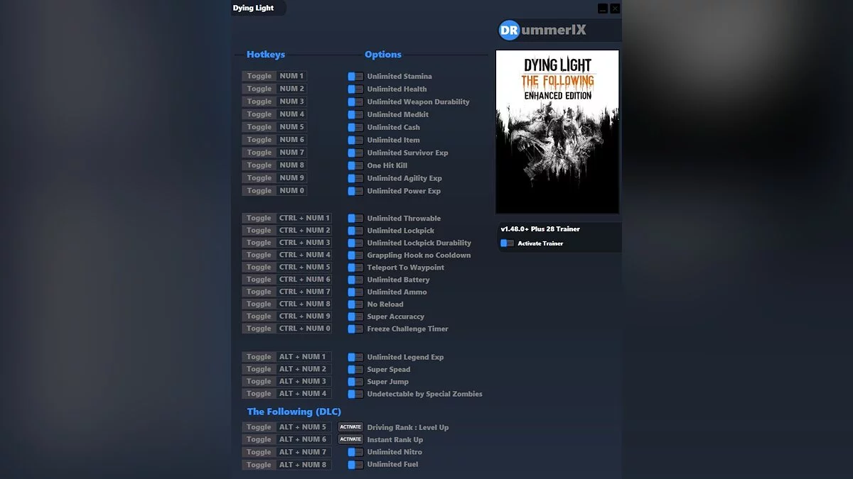 Dying Light: The Following — Трейнер (+28) [v1.48.0+]