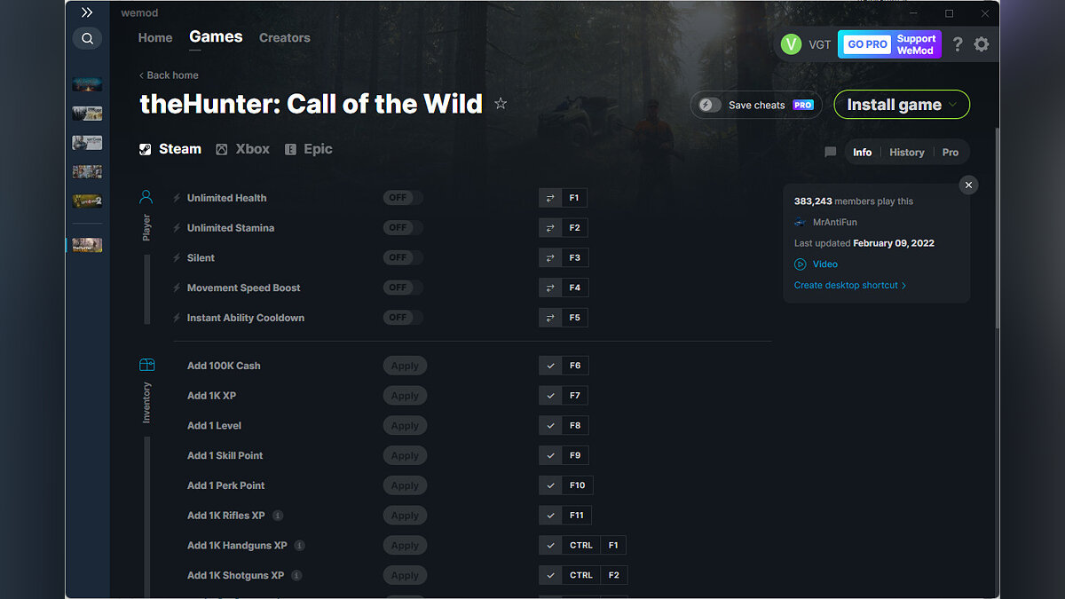 theHunter: Call of the Wild — Трейнер (+34) от 09.02.2022 [WeMod]