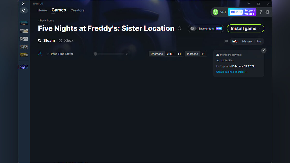 Five Nights at Freddy&#039;s: Sister Location — Трейнер (+1) от 09.02.2022 [WeMod]
