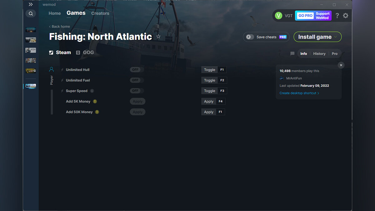 Fishing: North Atlantic — Трейнер (+5) от 09.02.2022 [WeMod]