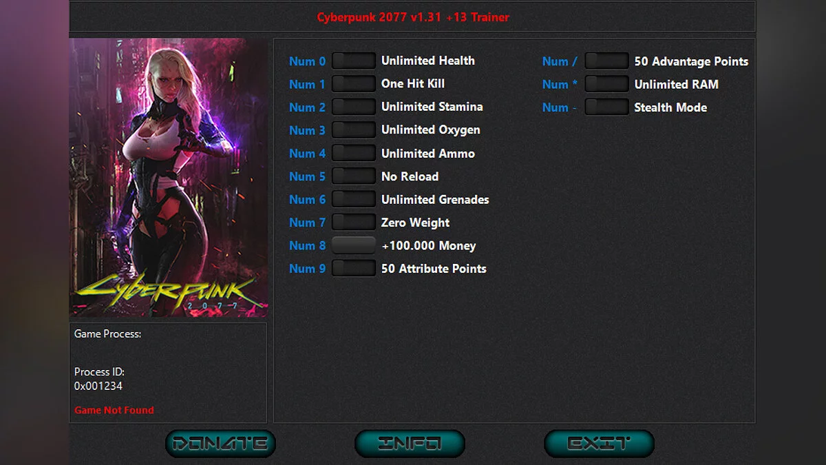 Cyberpunk 2077 — Трейнер (+13) [1.12 - 1.31]