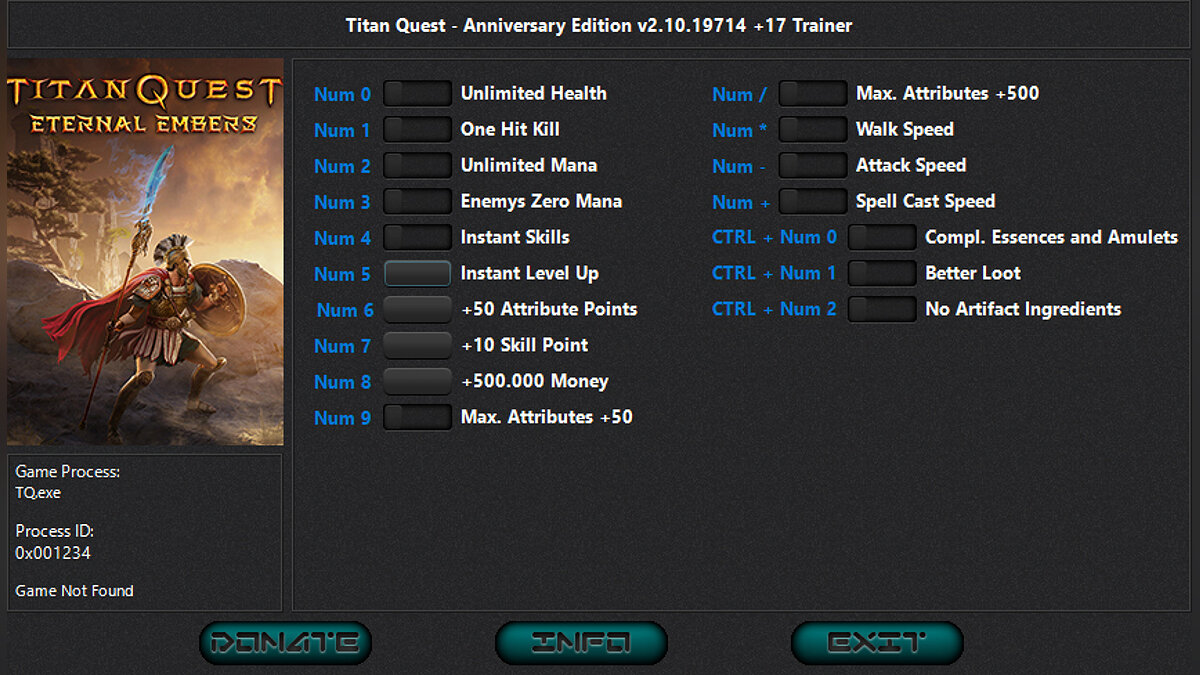 Titan Quest Anniversary Edition — Трейнер (+17) [2.10.19520 - 2.10.19714: V2]