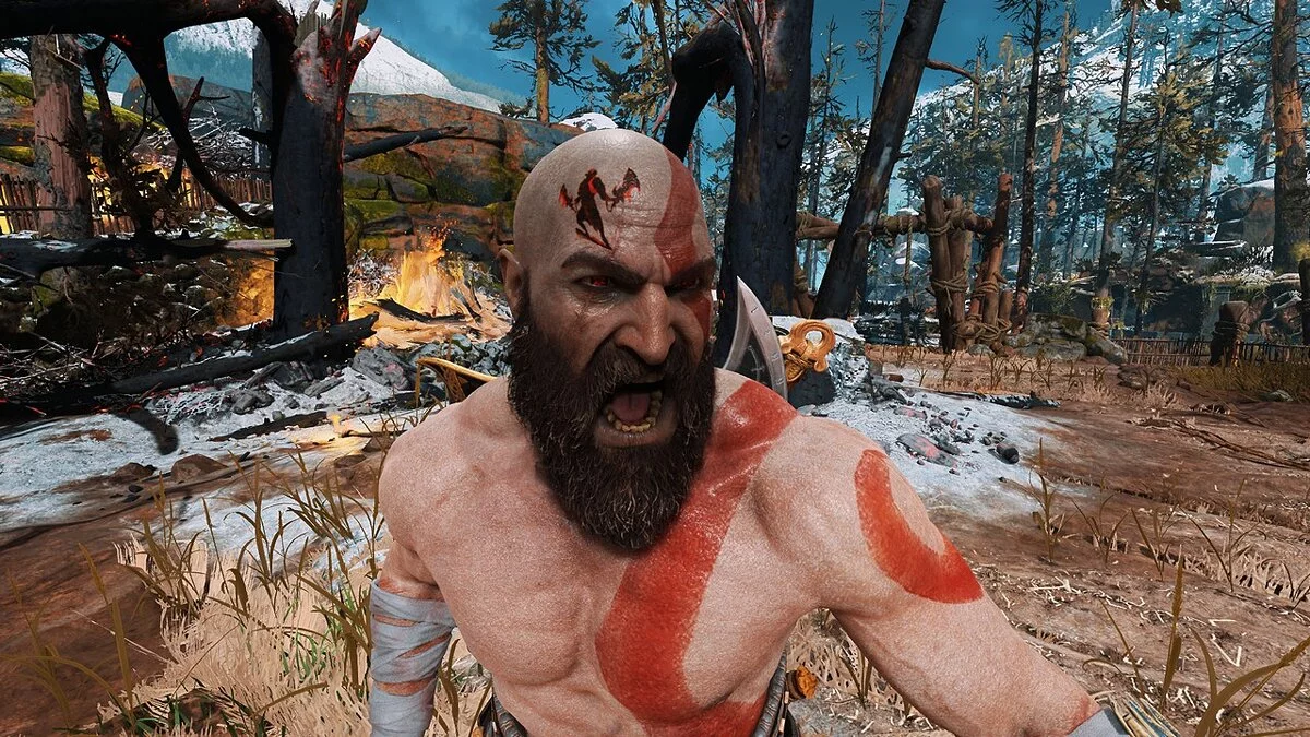 God of War — Тату на голове