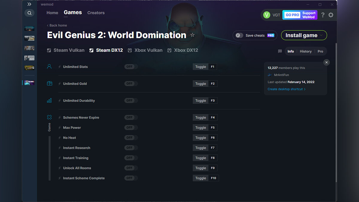 Evil Genius 2: World Domination — Трейнер (+10) от 14.02.2022 [WeMod]