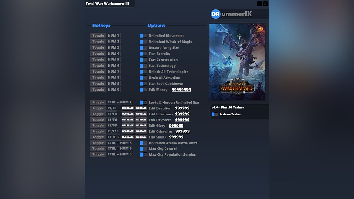 Total War: Warhammer 3 — Трейнер (+20) [Game Version: v1.0+]