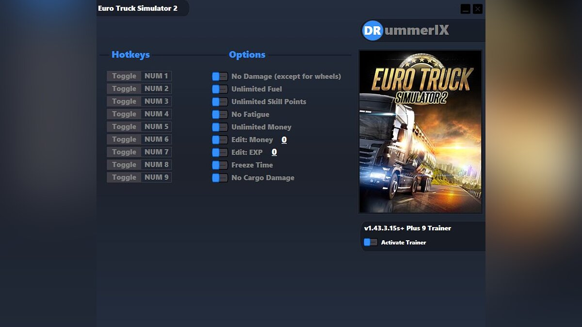 Euro Truck Simulator 2 — Трейнер (+9) [Game Version: v1.43.3.15s]