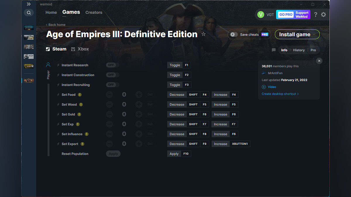 Age Of Empires 3: Definitive Edition — Трейнер (+10) от 21.02.2022 [WeMod]