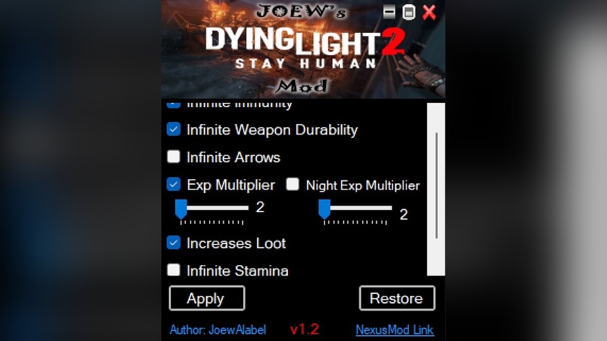 Dying Light 2 Stay Human — Чит-Мод — Joew Dying Light 2 Mod 1.2