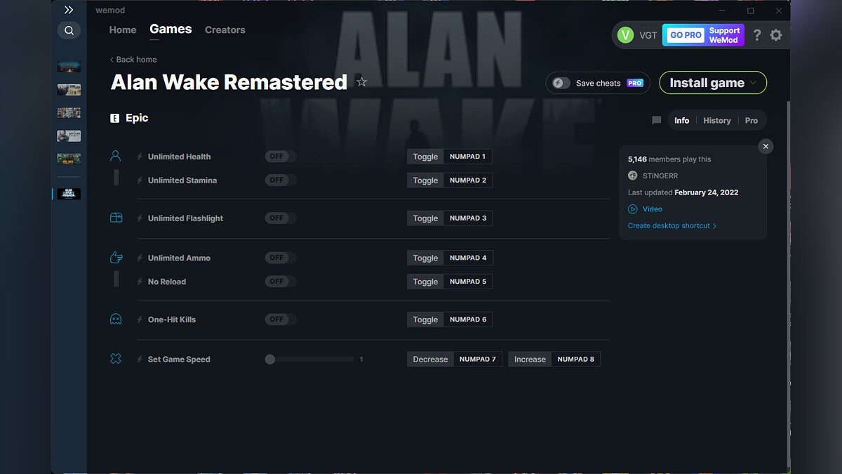 Alan Wake Remastered — Трейнер (+7) от 24.02.2022 [WeMod]