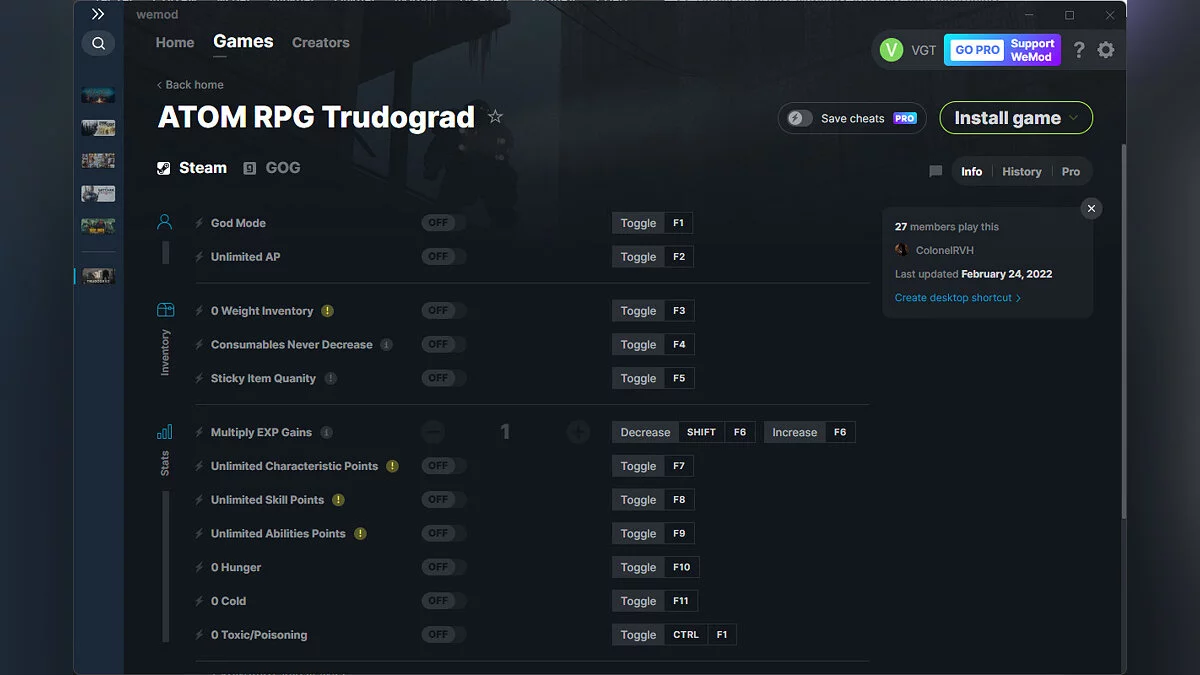 ATOM RPG Trudograd — Трейнер (+15) от 24.02.2022 [WeMod]