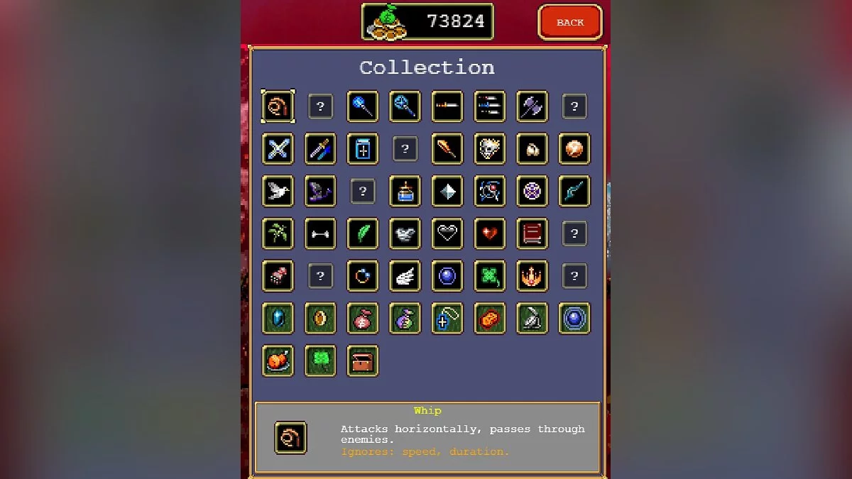 Vampire Survivors — Сохранение (Доступны все улучшения и открыто много оружия) [0.2.10e]