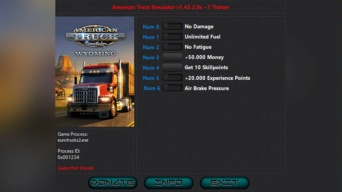 American Truck Simulator — Трейнер (+7) [1.41.1.61s - 1.43.2.27]