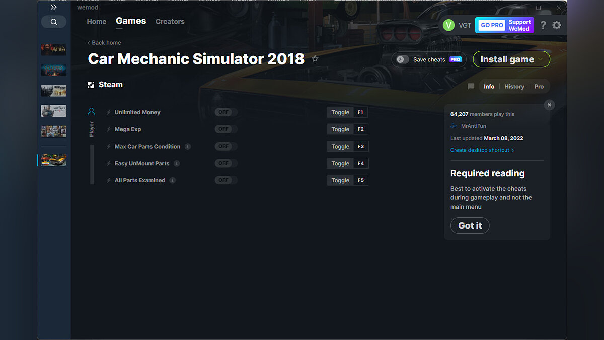 Car Mechanic Simulator 2018 — Трейнер (+5) от 08.03.2022 [WeMod]