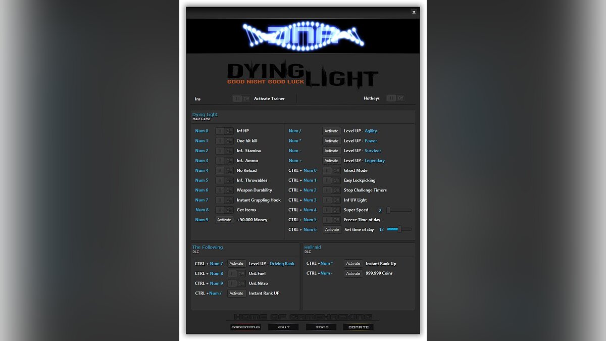 Dying Light —  Трейнер (+27) [1.42 - 1.48.0 Fixed v5]