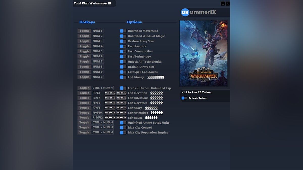 Total War: Warhammer 3 — Трейнер (+20) [Game Version: v1.01+]