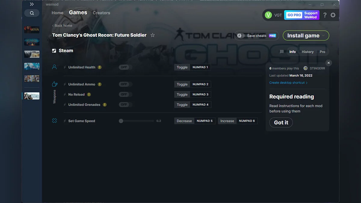 Tom Clancy&#039;s Ghost Recon: Future Soldier — Трейнер (+5) от 16.03.2022 [WeMod]