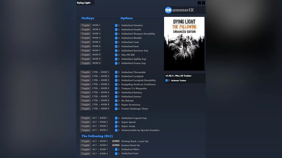 Dying Light: The Following — Трейнер (+28) [v1.48.1+][Fix]