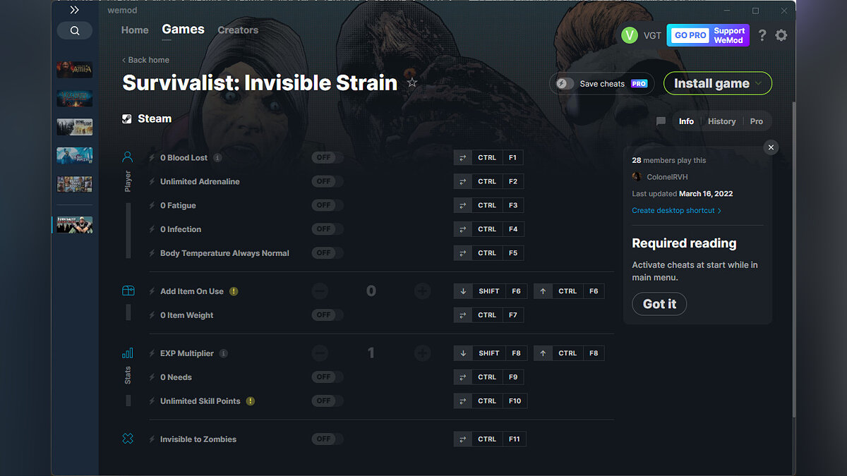Survivalist: Invisible Strain — Трейнер (+11) от 16.03.2022 [WeMod]