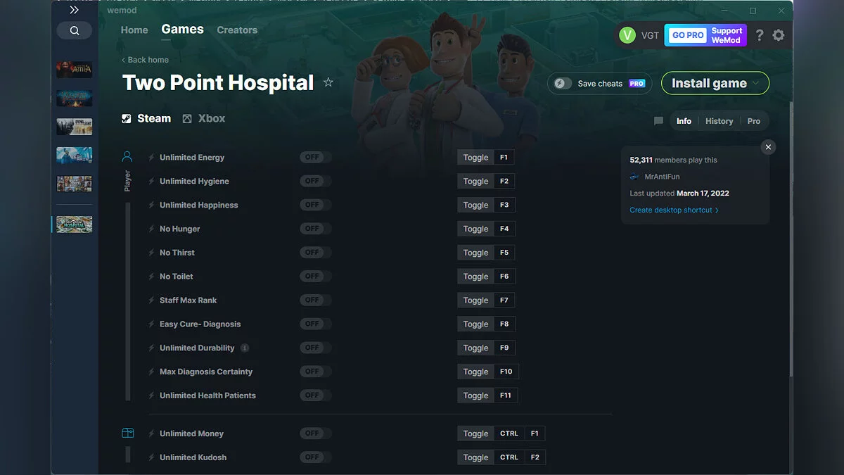 Two Point Hospital — Трейнер (+15) от 17.03.2022 [WeMod]