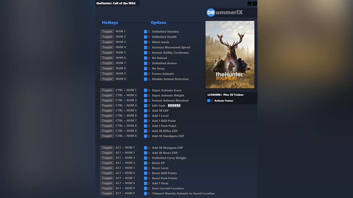 theHunter: Call of the Wild — Трейнер (+30) [Game Version: v2204008+][Fix]