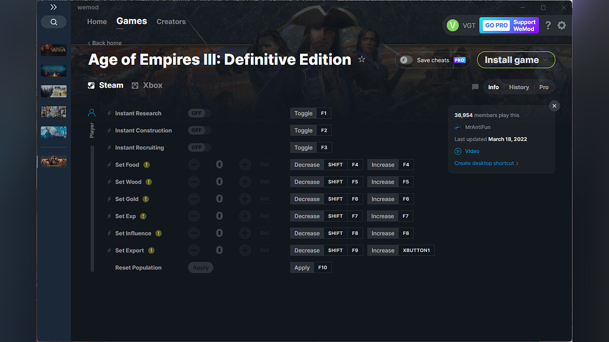 Age Of Empires 3: Definitive Edition — Трейнер (+10) от 18.03.2022 [WeMod]