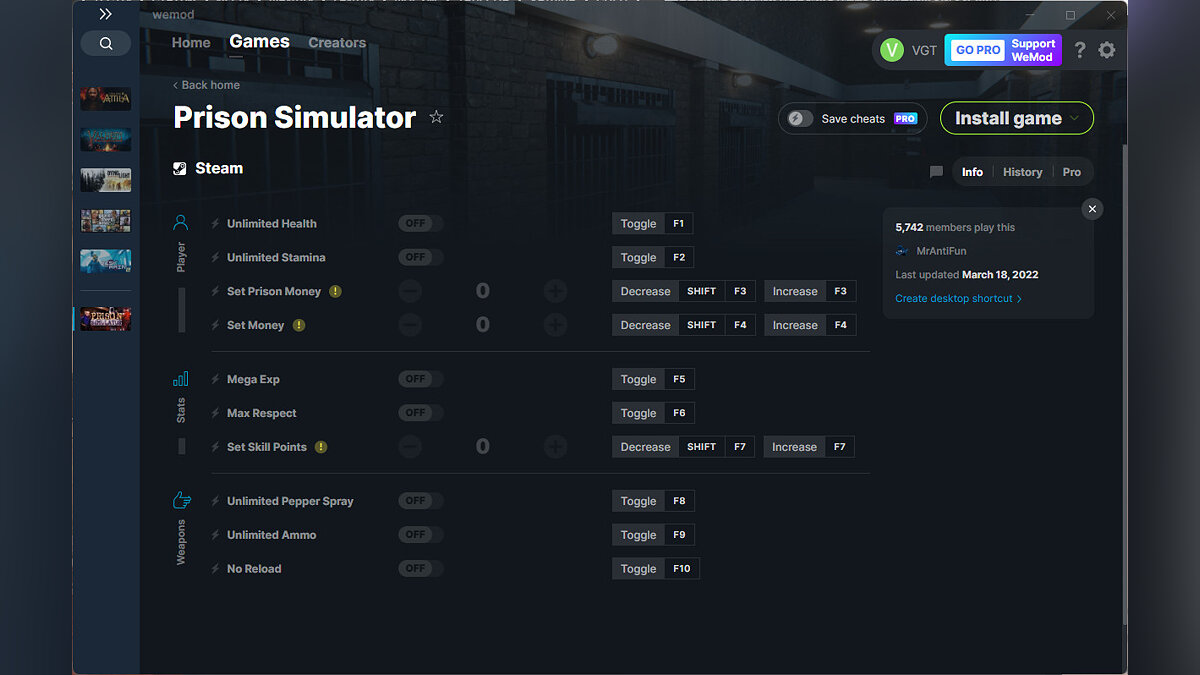 Prison Simulator — Трейнер (+10) от 18.03.2022 [WeMod]
