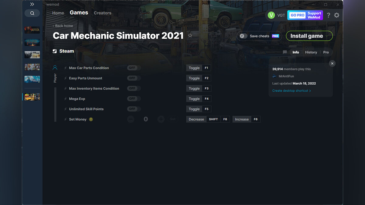 Car Mechanic Simulator 2021 — Трейнер (+6) от 18.03.2022 [WeMod]
