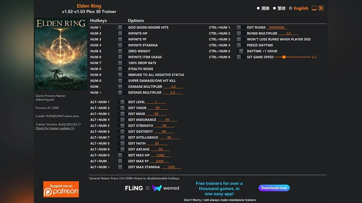 Elden Ring — Трейнер (+29/+30) [1.02 - 1.03]