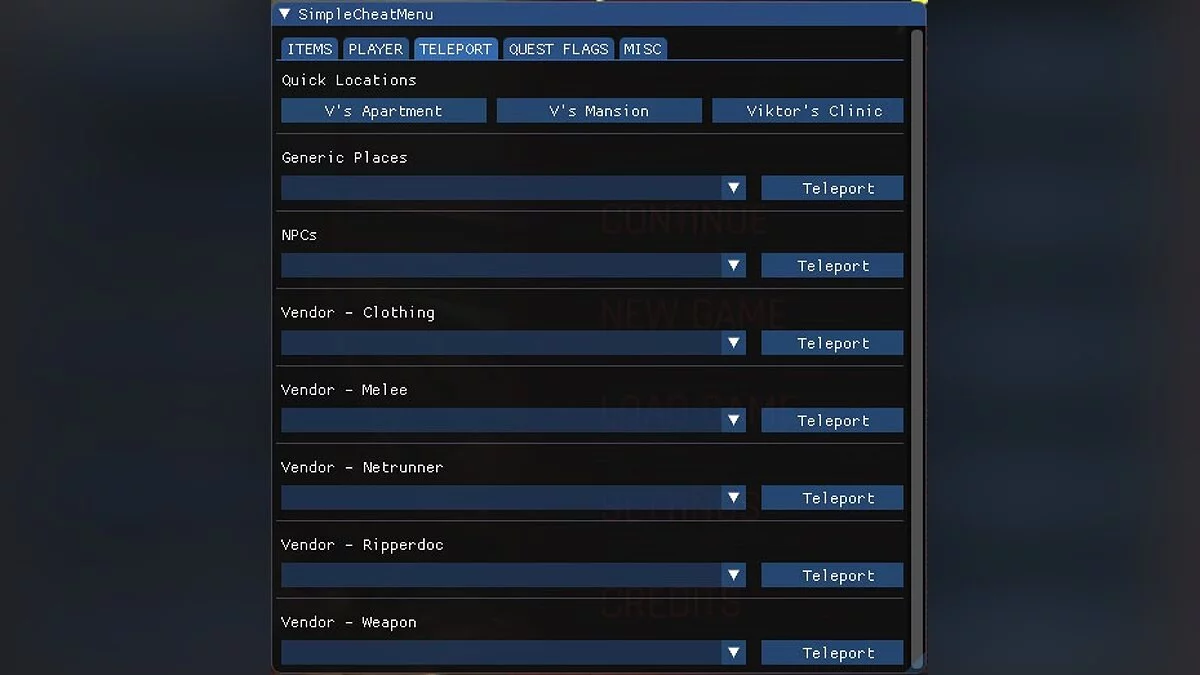 Cyberpunk 2077 — Simple Cheat Menu V44.2