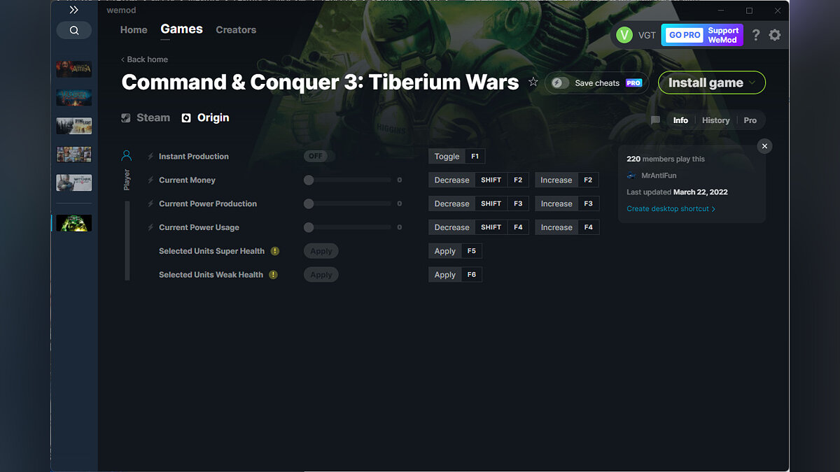 Command & Conquer 3: Tiberium Wars — Трейнер (+6) от 22.03.2022 [WeMod] /  Трейнеры / Читы