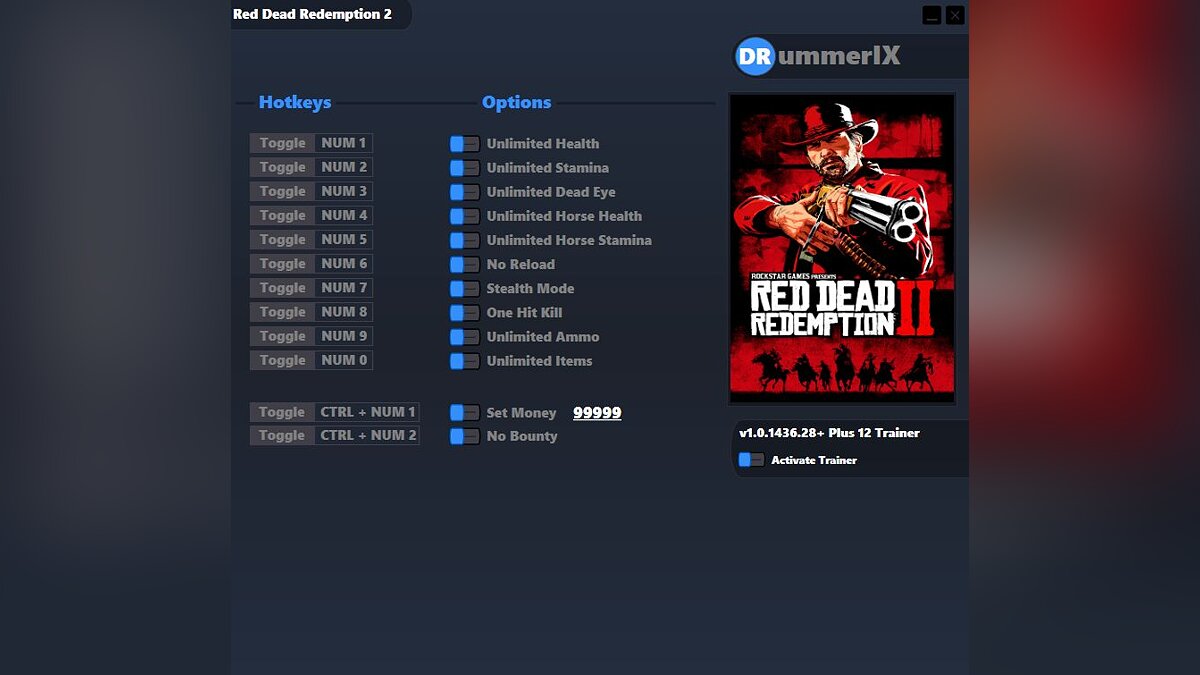 Red Dead Redemption 2 — Трейнер (+12) [Game Version: v1.0.1436.28+]