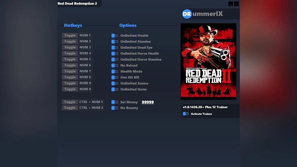 Red Dead Redemption 2 — Трейнер (+12) [Game Version: v1.0.1436.28+]