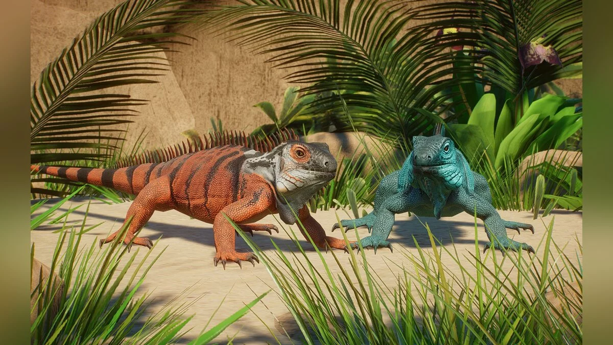 Planet Zoo — Новые виды — зеленая игуана (аксантические и огненные морфы)