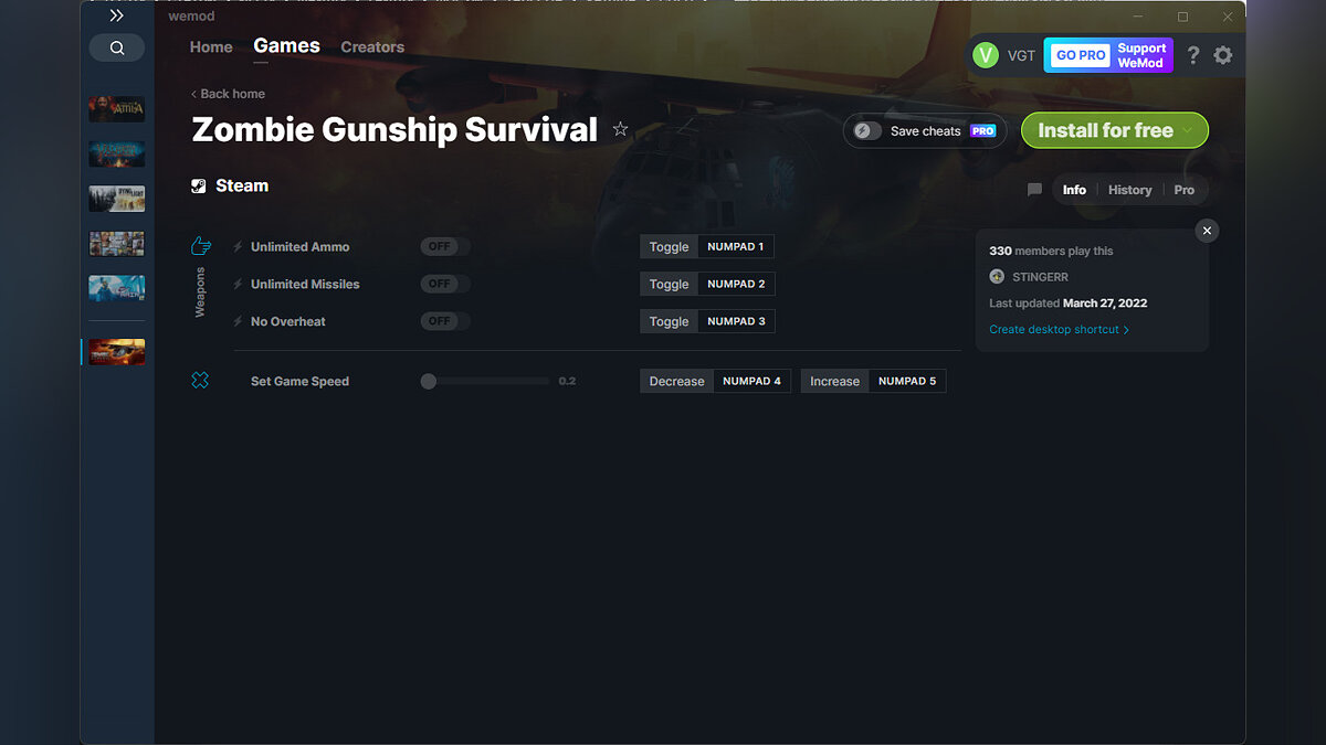 Zombie Gunship Survival — Трейнер (+4) от 27.03.2022 [WeMod] / Трейнеры /  Читы