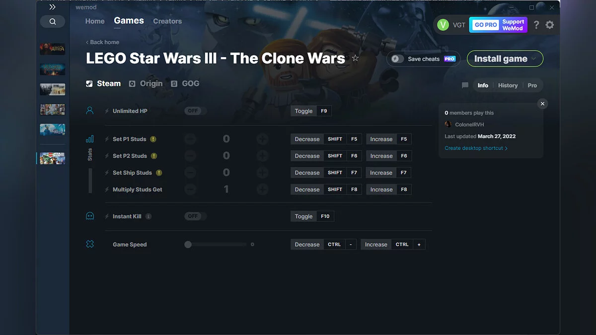 LEGO Star Wars 3: The Clone Wars — Трейнер (+7) от 27.03.2022 [WeMod]