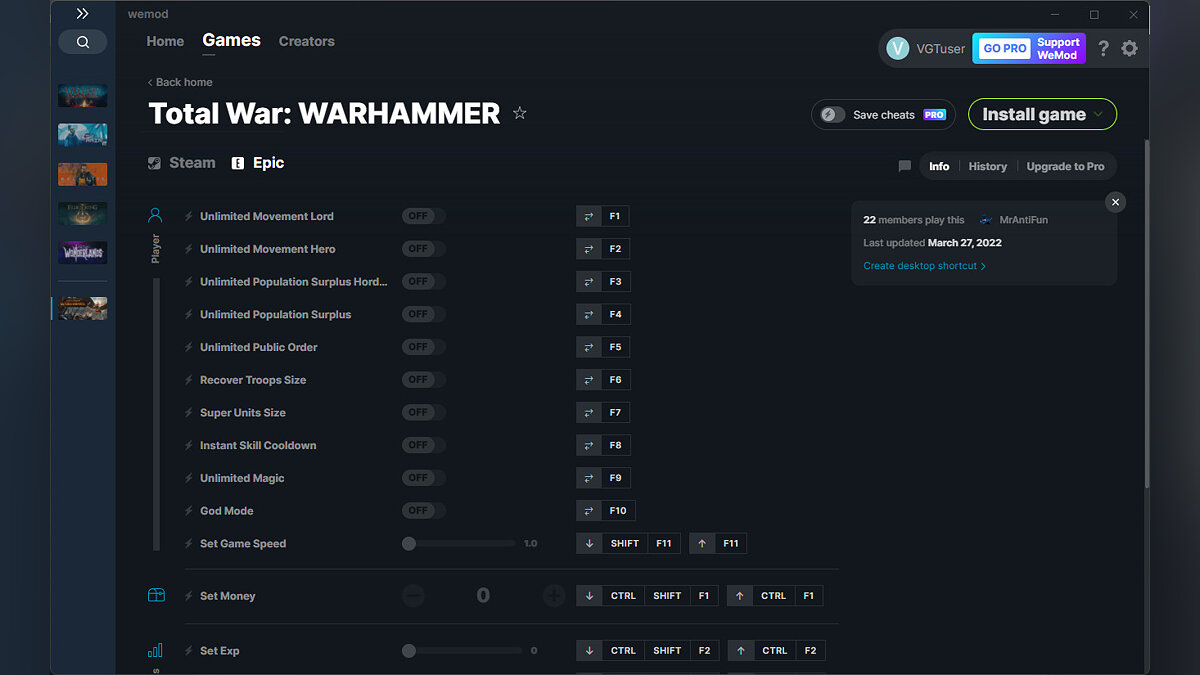 Total War: Warhammer — Трейнер (+18) от 27.03.2022 [WeMod]