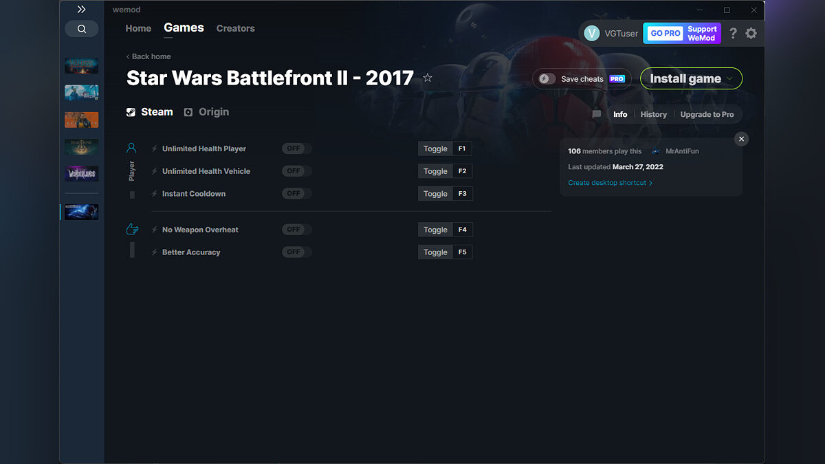 Star Wars: Battlefront 2 — Трейнер (+5) от 27.03.2022 [WeMod]