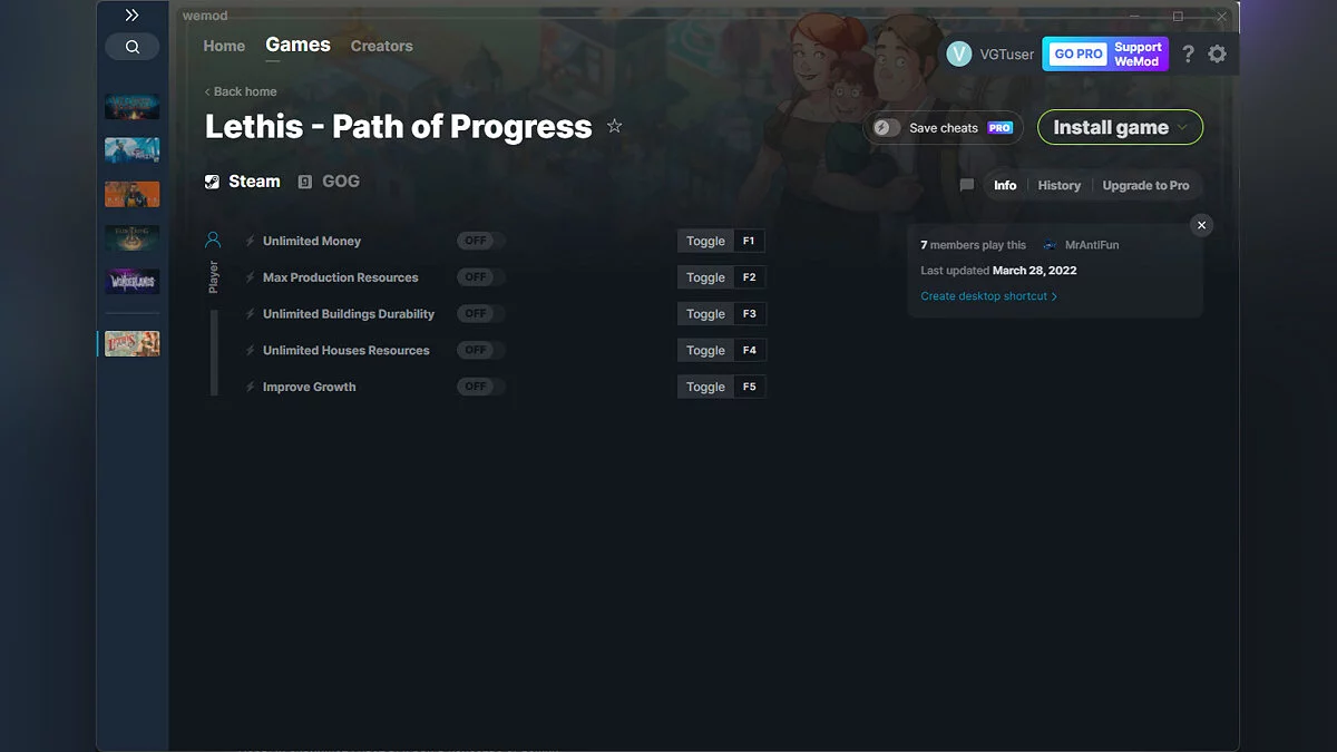 Lethis: Path of Progress — Трейнер (+5) от 28.03.2022 [WeMod]