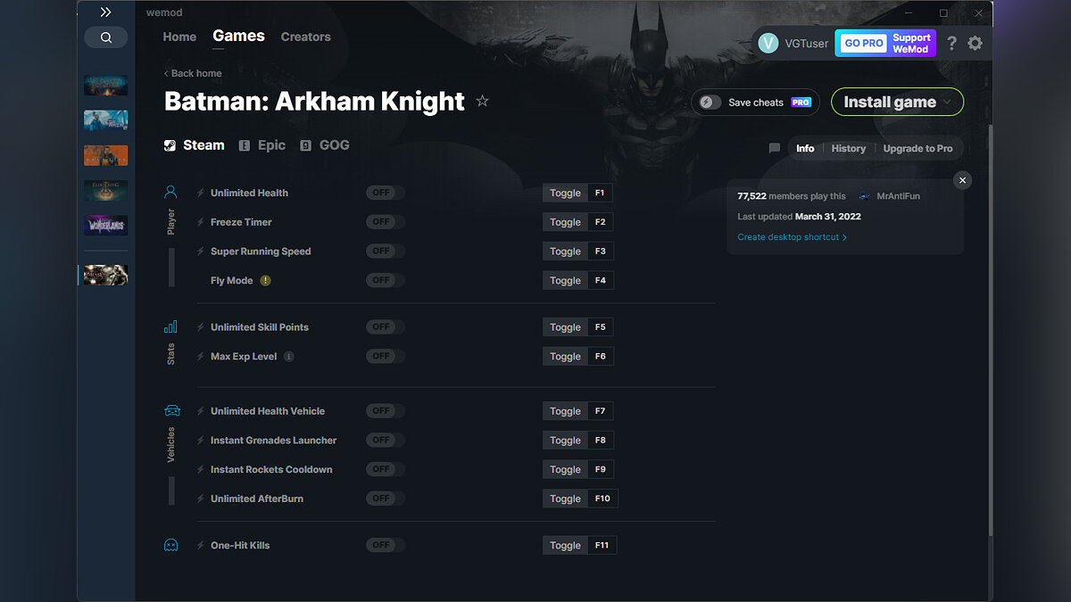 Batman: Arkham Knight — Трейнер (+11) от 31.03.2022 [WeMod]