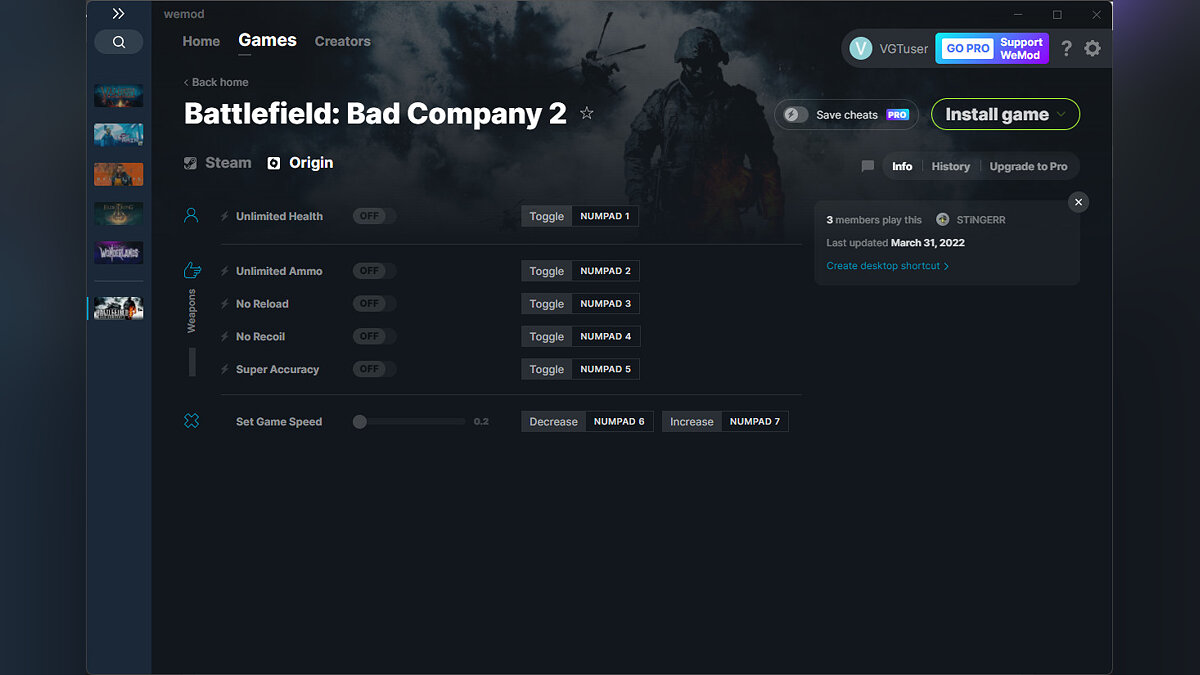 Battlefield: Bad Company 2 — Трейнер (+6) от 31.03.2022 [WeMod]