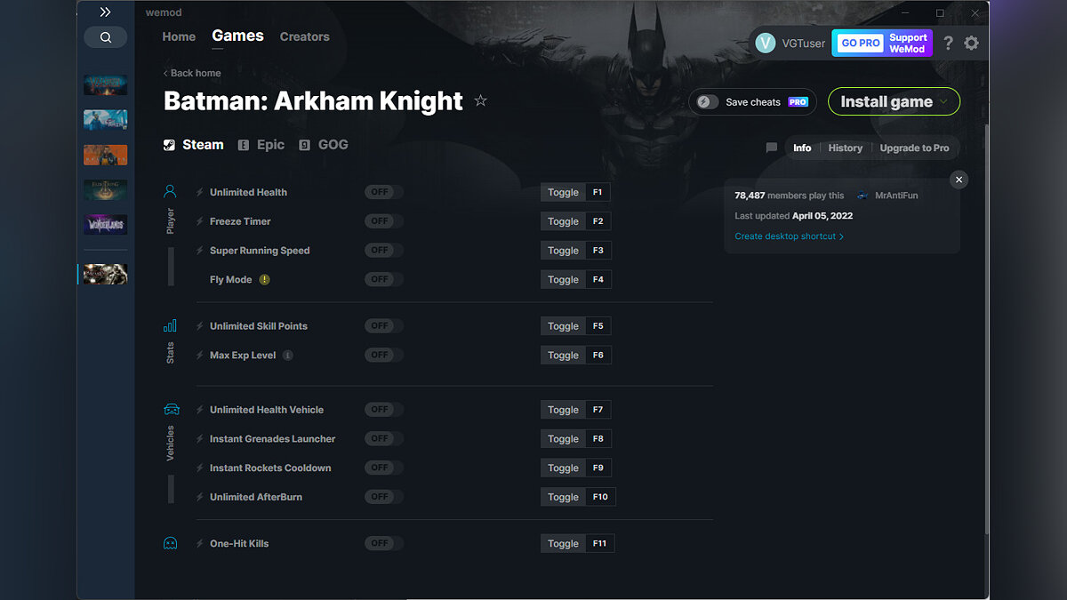 Batman: Arkham Knight — Трейнер (+11) от 05.04.2022 [WeMod]