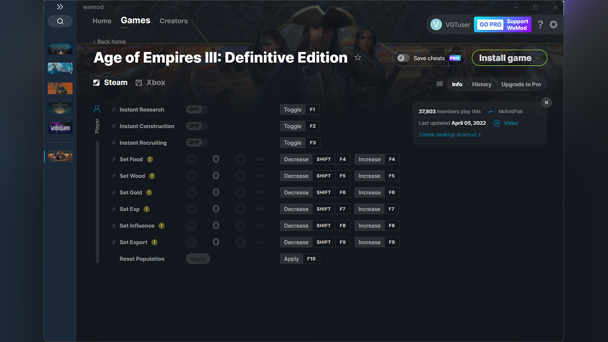 Age Of Empires 3: Definitive Edition — Трейнер (+10) от 05.04.2022 [WeMod]