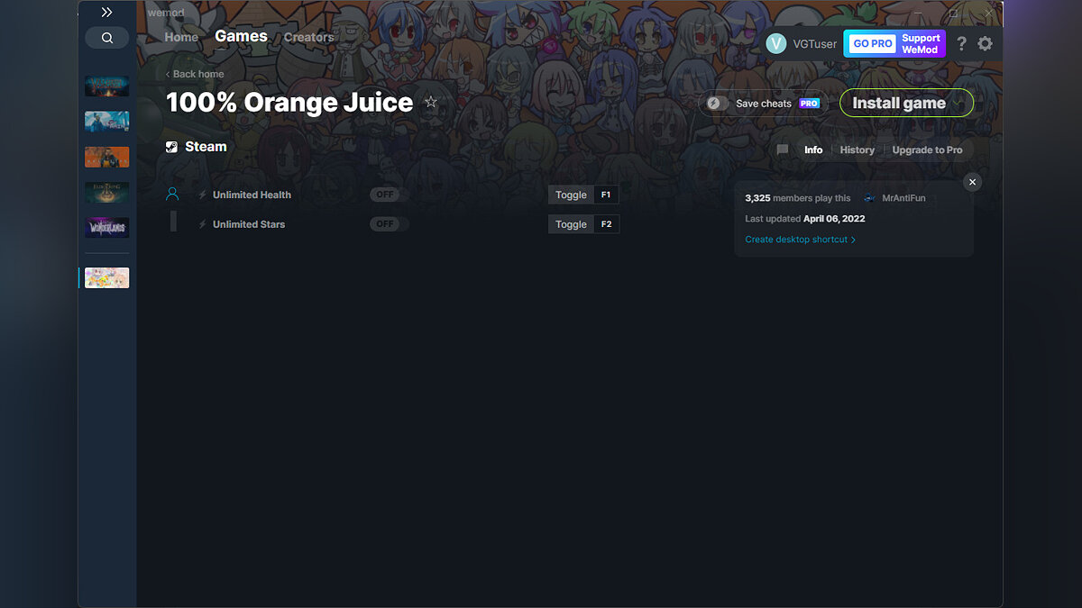 100% Orange Juice — Трейнер (+2) от 06.04.2022 [WeMod]