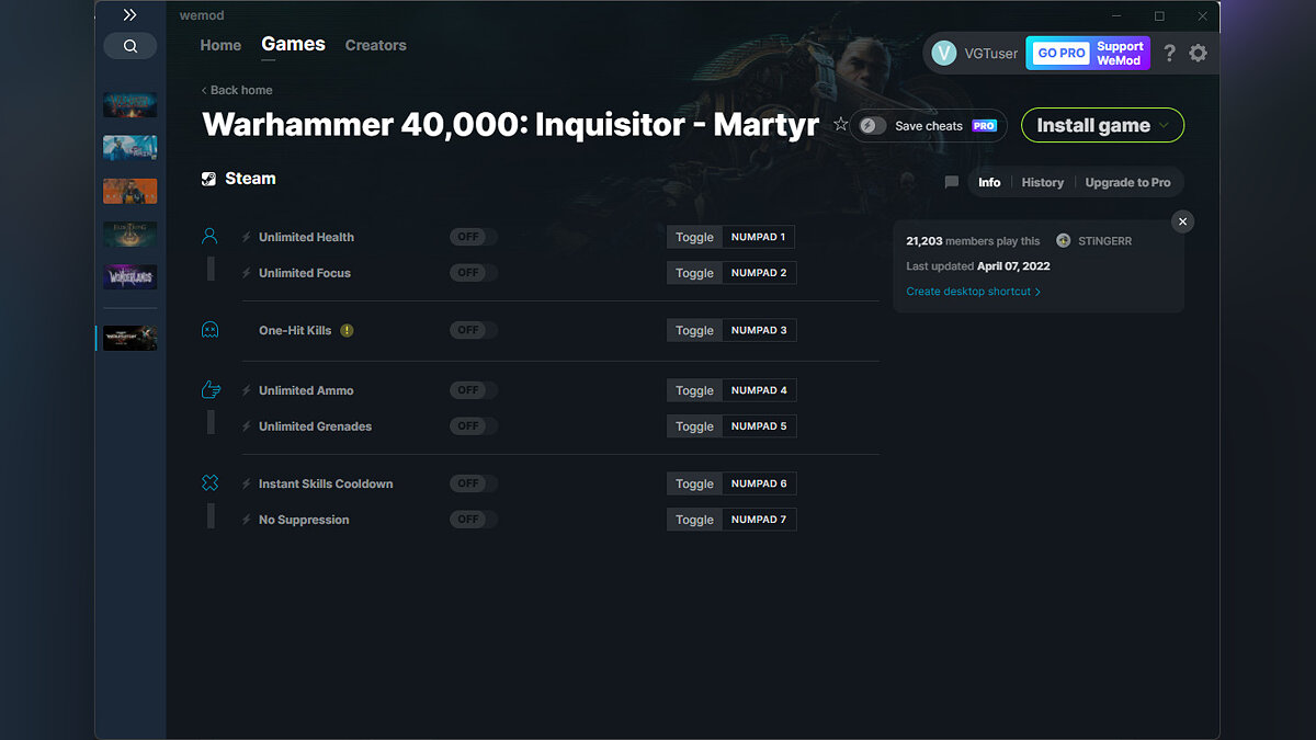 Warhammer 40,000: Inquisitor - Martyr — Трейнер (+7) от 07.04.2022 [WeMod]