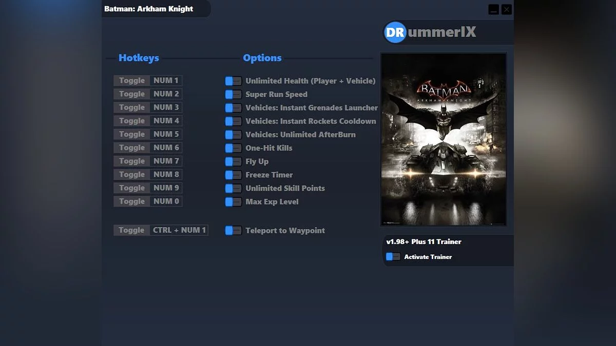 Batman: Arkham Knight — Трейнер (+11) [Game Version: v1.98+]