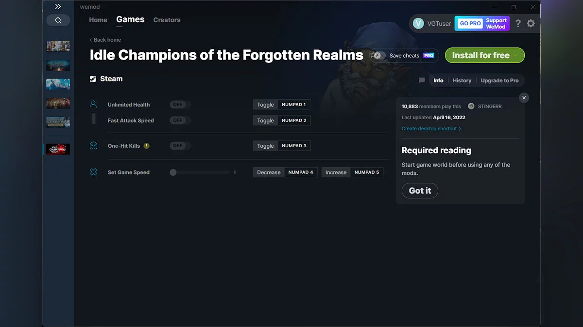 Idle Champions of the Forgotten Realms — Трейнер (+4) от 16.04.2022 [WeMod]