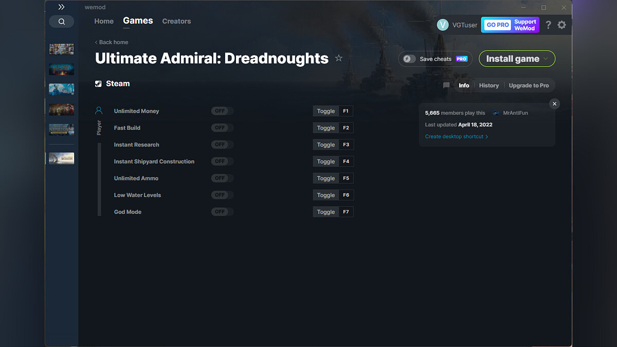 Ultimate Admiral: Dreadnoughts — Трейнер (+7) от 18.04.2022 [WeMod]
