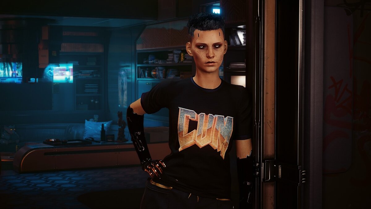 Cyberpunk 2077 — Рубашка «Дум» - мем