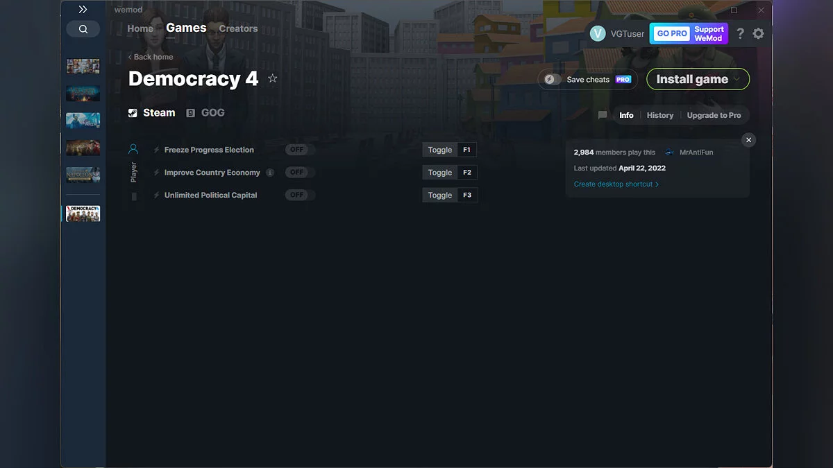 Democracy 4 — Трейнер (+3) от 22.04.2022 [WeMod]