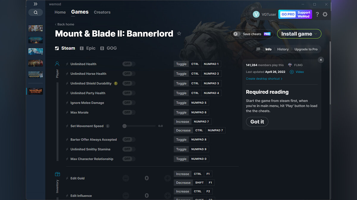 Mount &amp; Blade 2: Bannerlord — Трейнер (+33) от 26.04.2022 [WeMod]